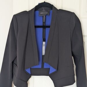 BCBGMAXAZRIA Franco Black Cropped Jacket Cutout Modern Structured Blazer Size M